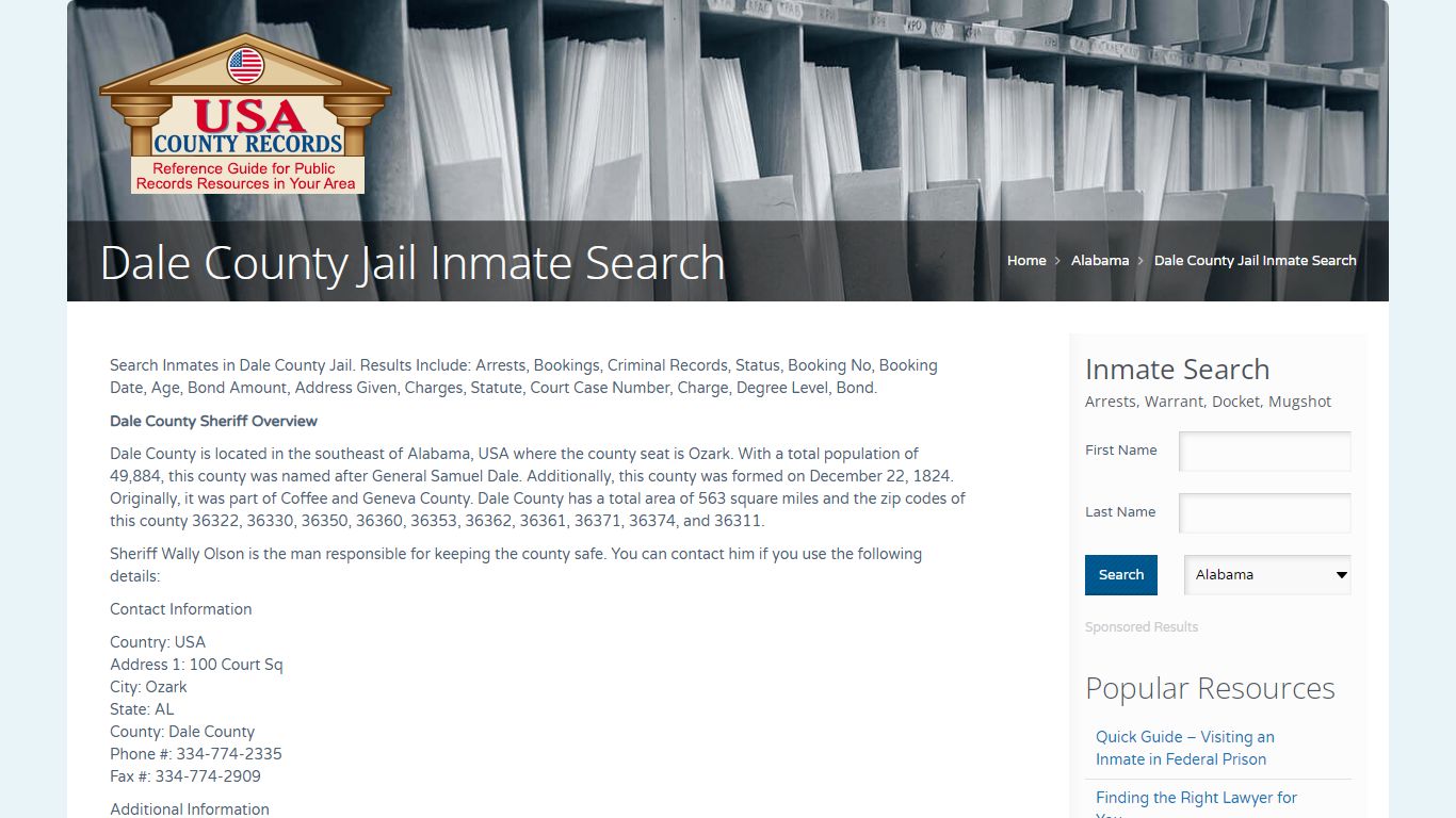 Dale County Jail Inmate Search | Name Search